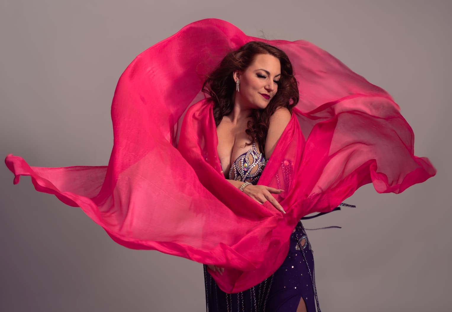 Florence performing Oriental Dance on stage